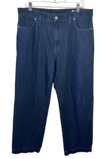 AYR The Jitney Jean Women 31 Blue Dark Wash Wide-leg Minimal Made in USA Modest