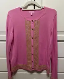 Lilly Pulitzer pink and gold cardigan