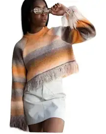 NWT Zara‎ Blogger Favorite Fringed Cropped Sweater Size Small