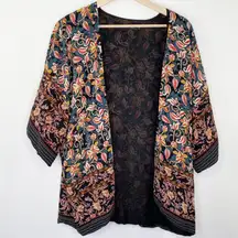 NLW Turkey Multi-Color Paisley Print Open Front Kimono Women's Size Small‎ S