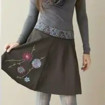 Matilda Jane Finn Gray Floral Embroidery Circle Skirt