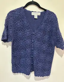 Vintage Norton McNaughton cardigan size M cotton blend grandmacore crochet