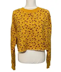 NWOT Gold Yellow Maroon Ditsy Floral Long Sleeve Sweatshirt Top Sweater New