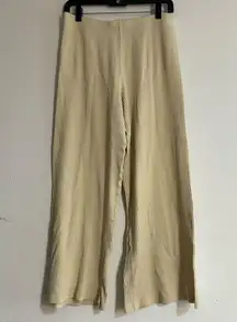 KOTN Ribbed Knit Wide Leg Pants Size XL Cream Neutral Minimal Casual Loungewear