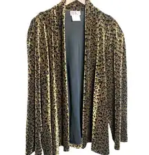 R&K Gold Blazer with Leopard Print and Shawl Collar