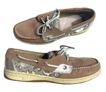 Sperry Top Sider Women’s Leopard Animal Print Boat Shoes Size 8 M Preppy Summer