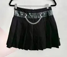 Royal Bones Black Chain Pleated Mini Skirt Punk Goth Y2K Emo Grunge Alt Small