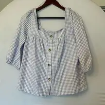 Cyrus square neck blouse / purple gingham / NWT