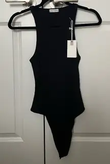 NWT  Black Ribbed Racerback Spaghetti Strapped Tank Top Bodysuit