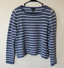 Eileen‎ Fisher Striped Organic Cotton Hemp Knit Sweater Top XS Blue White