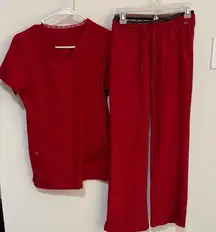 HeartSoul Red Scrub Top and bottoms