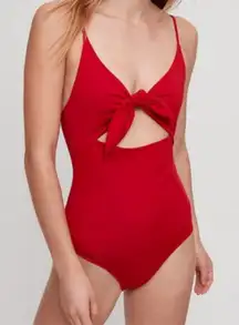 Aritzia Wilfred Red Cutout Tie Front One Piece Swimsuit Sz S‎