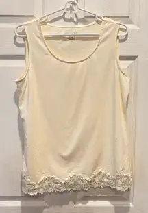 Coldwater Creek Lace Trim Tank  Top Cream Women’s Size‎ Large 12-14 Cottagecore