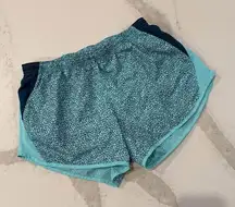 Nike Dri-Fit Tempo Running Shorts Women’s Small Teal Green/Geometric Dot Print