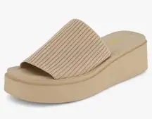 Cushionare CUSHIONAIRE Women Knit Slip On Platform Memory Foam Comfort Wedge Shoes Beige 7M