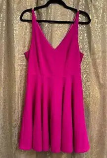 Lulus  Darling Delight Fuchsia Hot Pink Skater Dress Large