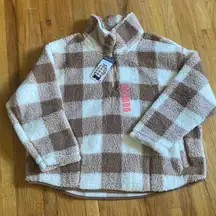 Women’s Berkley & Jensen Quarter Zip Mockneck Sherpa Plaid XXL Plus Pullover New