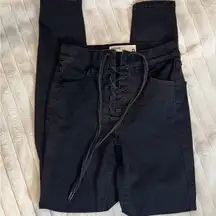 Garage tie front black jeans size 0