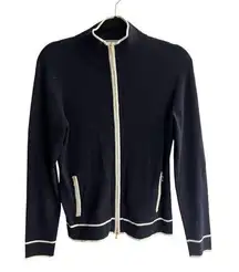 Vintage Carlisle Women’s Zip Jacket Navy Gold White Trim size Medium