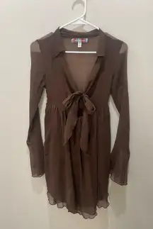 Urban outfitters brown sheer long sleeve dress