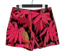 J. Crew Women's Tropical Palms Bright Pink Multicolor Shorts Size 4