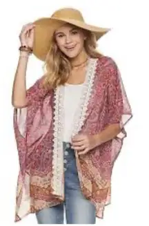 JOLT Crochet Trim Kimono, Size Small