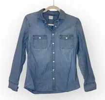 J.Crew Chambray Denim Perfect Shirt Classic Utility Button Down Minimalist XS