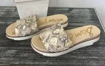 Sam Edelman Tan Snake Animal Print Slide Sandal Shoes 9