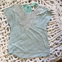 Mint Green Lace Top with Bow on Back (Sz L)