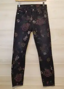 {26} 7 For All Mankind Roxanne Floral Raw Hem Jeans