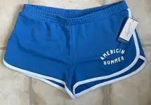 NWT Women's Mid-Rise Graphic Fleece Shorts - Universal Thread Blue Size XL