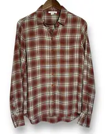 Anthropologie | Beach‎ Lunch Lounge Plaid Flannel Button Down Tunic Top | M