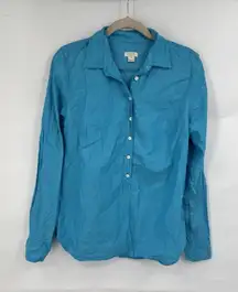 J. Crew Factory Cotton‎ Popover Top Women XS Aqua Blue Cotton Minimalist