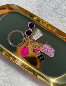 NEW Gold Pink Accessory Purse Bag Charm Keychain
