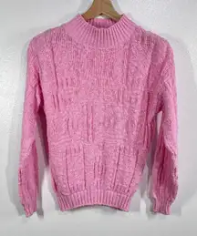 Vintage Eddie Bauer Pink Cotton Sweater Women's Small Made in USA Textured Knit