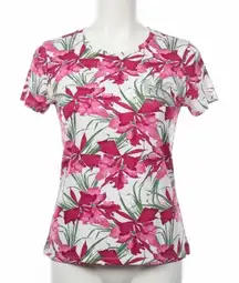 Michael Kors Top XL Pink Floral Rhinestone T-Shirt Summer Spring Vacation Cruise