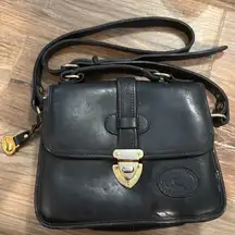 Vintage Genuine Leather Red Goose Crossbody Black Leather Bag