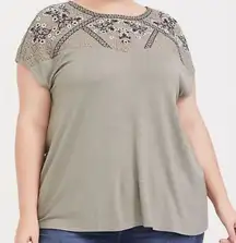 Embroidered Yoke Top