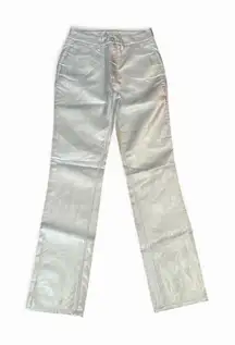 Good American 90s Liquid Pants Womens 27 Silver Silo Cyberpunk Futuristic Zenon