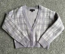 Purple cropped houndstooth button up cardigan. Size Medium Almost famous