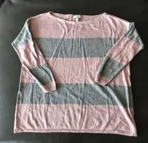 light weight pink and grey stripe sweater xs