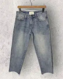 One Teaspoon Light Wash Raw Hem Straight Leg Jeans Size 25 Petite