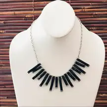White House Black Market Silver Tone & Black Necklace
