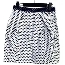 ZARA Pleated Nautical Shell Dotted Print Mini Pencil Skirt Pockets XS Blue White