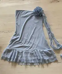 Thalia Flower Edikted Pin Ruffle Mini Dress Small Blue 