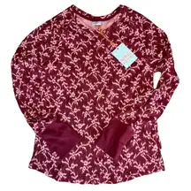 NWT Women’s Knox Rose Long Sleeve Shirt Floral Print Maroon Pink Sz Large