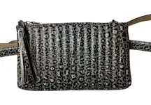 INC  International Concepts Quilted Animal Print Convertible Belt Bag Grey L