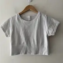 Aerie Offline Sidewalk Seamless Light Gray Cropped Active Short Sleeve Top