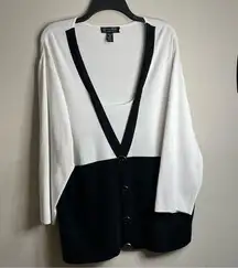 Women’s Plus Size Cable & Gauge Black and White Faux Tank Sweater