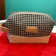 Hackett London Brown and Cream houndstooth Cosmetic Bag